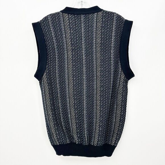 Robert Stock Mens Knit Sweater Vest L Preppy Retro Grandpacore Eclectic Grandpa - Picture 2 of 10